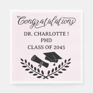Pink PHD Graduation Party Napkins