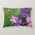Pink Phlox and Grass Summer Floral Accent Pillow