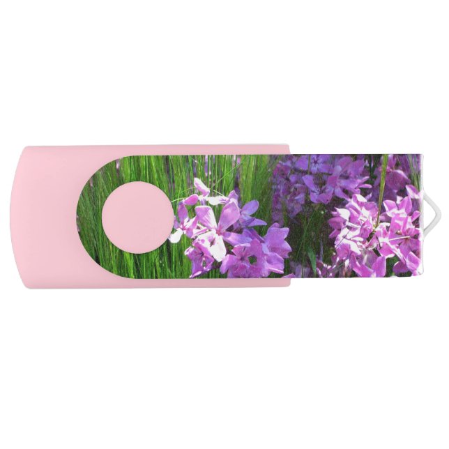 Pink Phlox and Grass Summer Floral Flash Drive (Front)