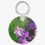 Pink Phlox and Grass Summer Floral Keychain