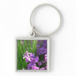 Pink Phlox and Grass Summer Floral Keychain