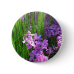 Pink Phlox and Grass Summer Floral Pinback Button