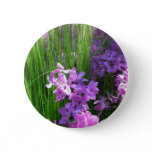 Pink Phlox and Grass Summer Floral Pinback Button