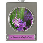 Pink Phlox and Grass Summer Floral Silver Plated Banner Ornament