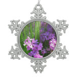 Pink Phlox and Grass Summer Floral Snowflake Pewter Christmas Ornament