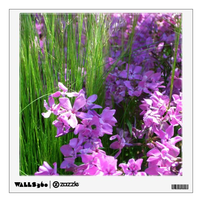Pink Phlox and Grass Summer Floral Wall Sticker (Front)