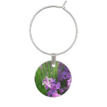 Pink Phlox and Grass Summer Flowers Wine Glass Charm