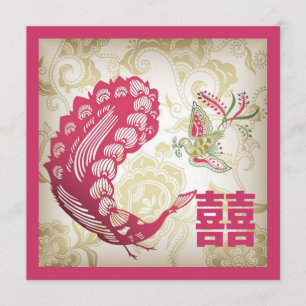 Pink Phoenix Chinese Bridal shower Invitation