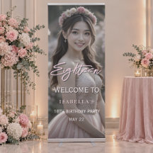 Pink Photo 18th Birthday Retractable Welcome