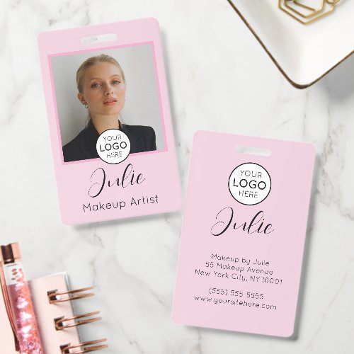 Pink Photo and Logo Makeup Artist Badge