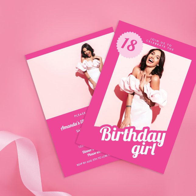 Pink Photo Birthday Invitation (Creator Uploaded)