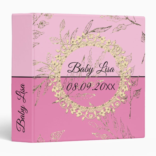 pink photo book for girl, pink photo book, squapb 3 ring binder (Front/Spine)