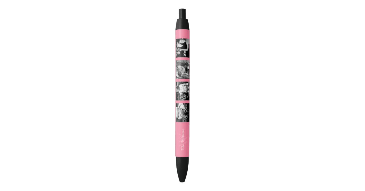 Pink Photo Collage Black Ink Pen | Zazzle
