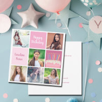 Pink Photo Collage Custom Women's Birthday Party