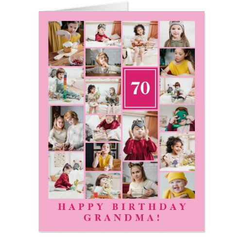 Pink Photo Collage Happy Birthday Grandma Card
