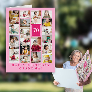 Pink Photo Collage Happy Birthday Grandma Card