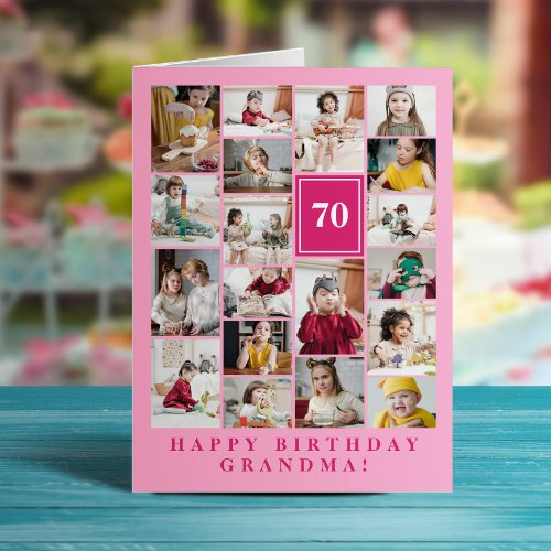 Pink Photo Collage Happy Birthday Grandma Card