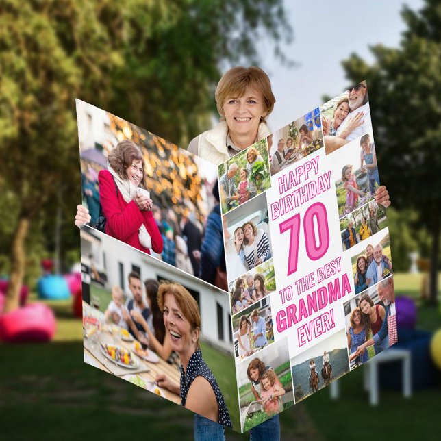 Pink Photo Collage Happy Birthday Grandma Jumbo Card (Creator Uploaded)