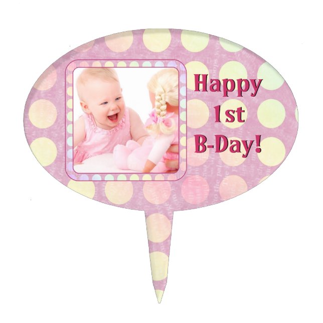 Pink Photo Frame Cake Pick (Front)