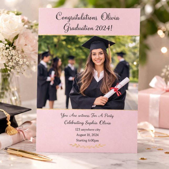 Pink photo graduation card (Creator Uploaded)