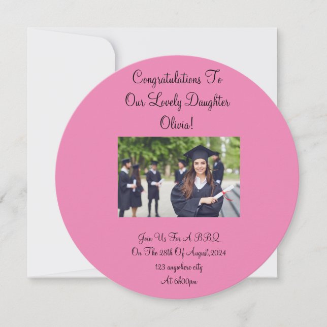 Pink photo graduation card (Front)