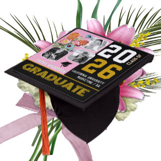 Pink Photo Graduation Hat, Flower Graduate, Modern Graduation Cap Topper