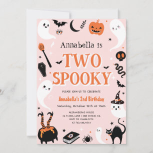 Pink Photo Halloween Girl 2nd Birthday Invitation