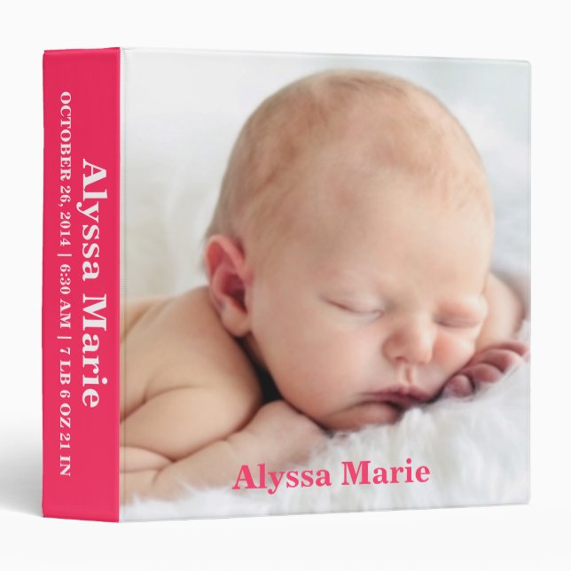 Pink Photo Personalized Binder Album (Front/Spine)