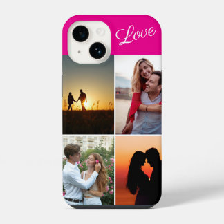 Pink Photo Personalized Stylish Couple in love iPhone 14 Case