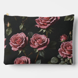 Pink photo realistic rose accessory pouch