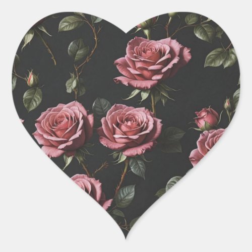 Pink photo realistic rose heart sticker