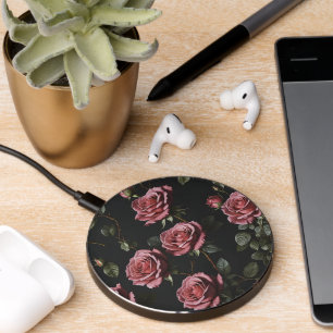 Pink photo realistic rose wireless charger 