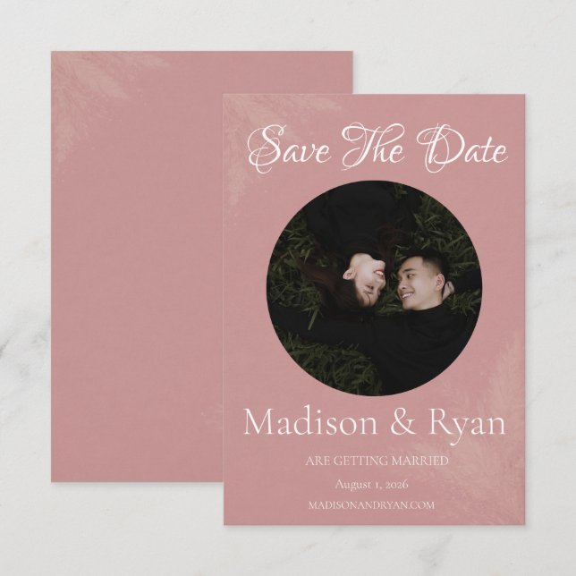 Pink Photo Save the Date Card (Front/Back)