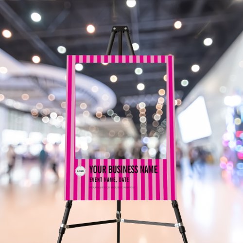 Pink Photo Stripe Selfie Frame Event Business Logo Foam Board