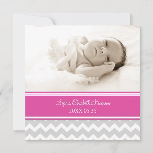 Pink Photo Template New Baby Birth Announcement