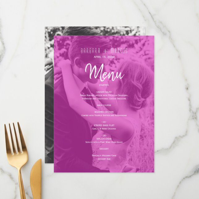 Pink Photo Wedding Menu (Front/Back In Situ)