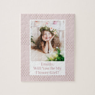 Pink Photo Will You Be My Flower Girl Proposal Jigsaw Puzzle