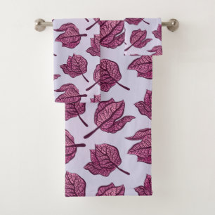 Pink Physalis Flower Pattern Pastel Botanical Bath Towel Set