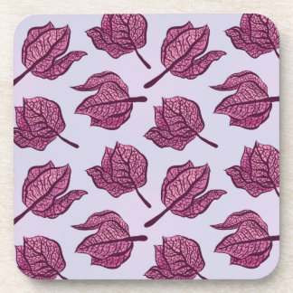 Pink Physalis Flower Pattern Pastel Botanical Beverage Coaster