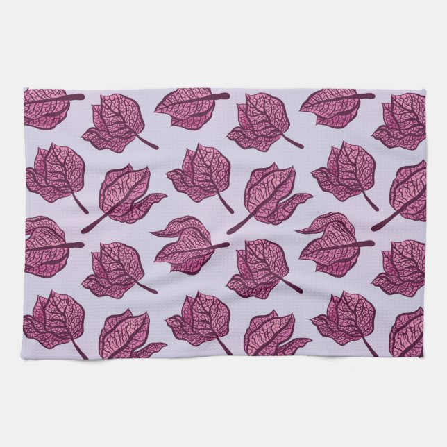 Pink Physalis Flower Pattern Pastel Botanical Kitchen Towel (Horizontal)