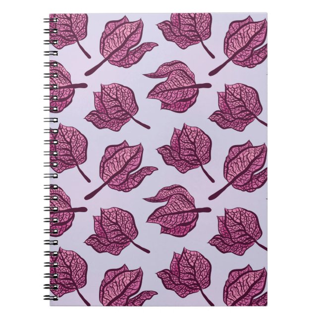 Pink Physalis Flower Pattern Pastel Botanical Notebook (Front)
