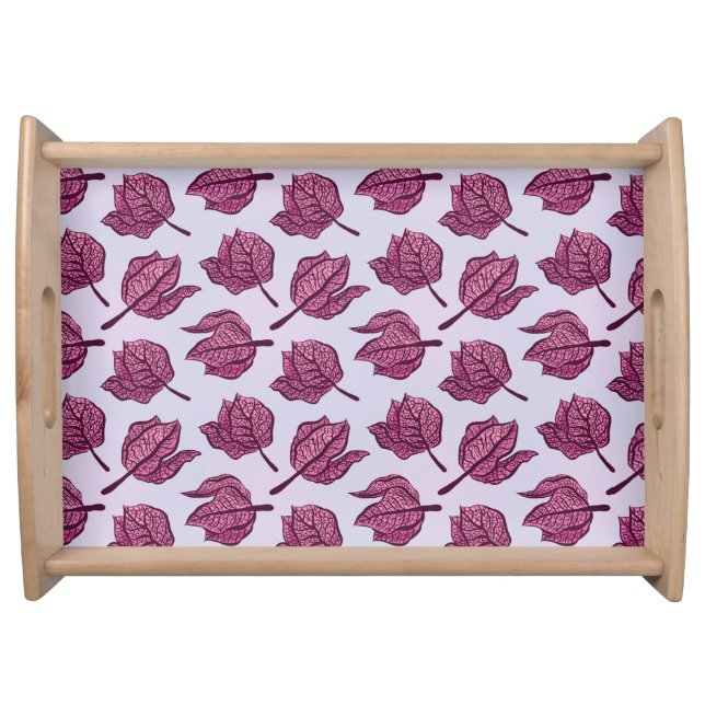 Pink Physalis Flower Pattern Pastel Botanical Serving Tray (Front)