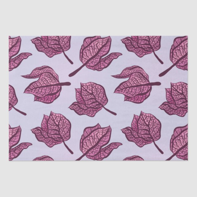 Pink Physalis Flower Pattern Pastel Botanical Tissue Paper (Front)