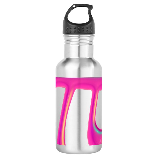 Pink Pi Symbol Math Expo Celebration Design Water Bottle (Front)