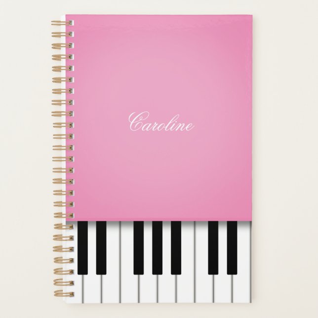 Pink Piano Keyboard Personalized Music Planner (Front)