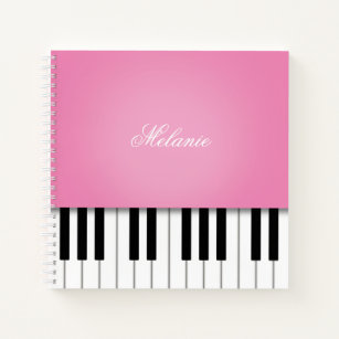 Pink Piano Music Keyboard Personalized Notebook