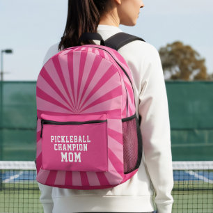 Pink Pickleball Champion Mom Printed Backpack