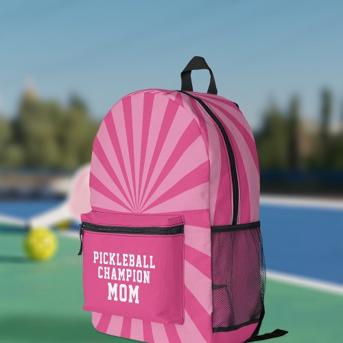 Pink Pickleball Champion Mom Printed Backpack