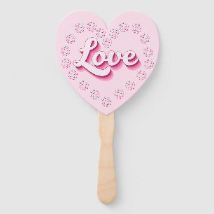 Pink Pickleball Love Valentines Day Heart Hand Fan