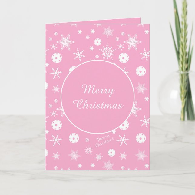  Pink💟 Pickleball🎄 Merry Christmas  Card (Front)